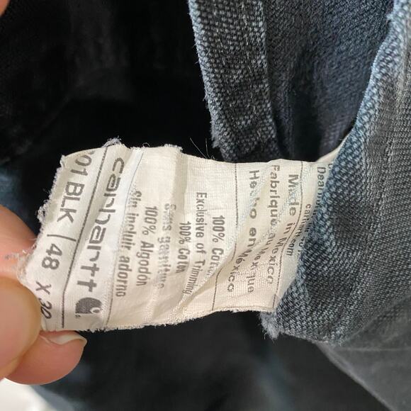 Carhartt Men's R01 Overalls Carpenter Workwear Black Flaw 48 Grunge Destroyed - Picture 7 of 10